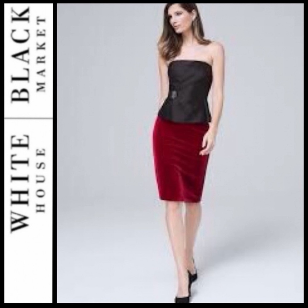 WHBM velvet burgundy pencil skirt size 0